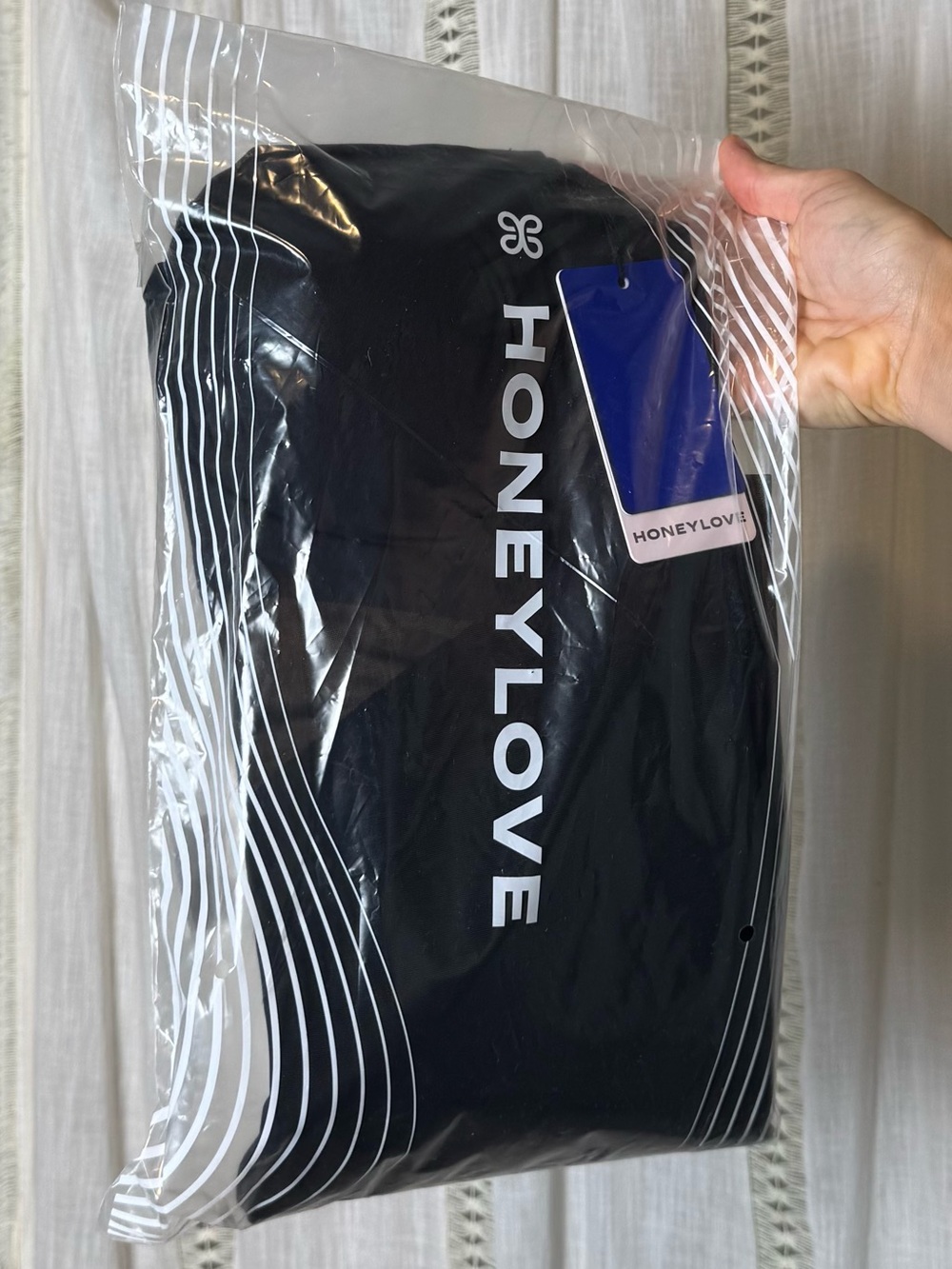 Honeylove NEW IN BAG Mid-Thigh Bodysuit Shapewear One Piece Runway Black Mesh L - Picture 3 of 6